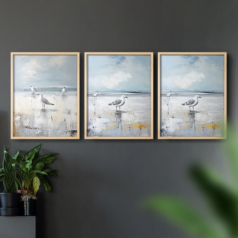 Série Sea and Shore CV - Ensemble de 3 estampes numériques encadrées - Prêt à être accroché, Naturel, H 16 po x l 20 po