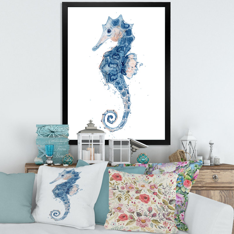 Portrait d'un hippocampe - reproduction sur toile, H 44 po x l 34 po x P 1,5 po, Cadre photo noir