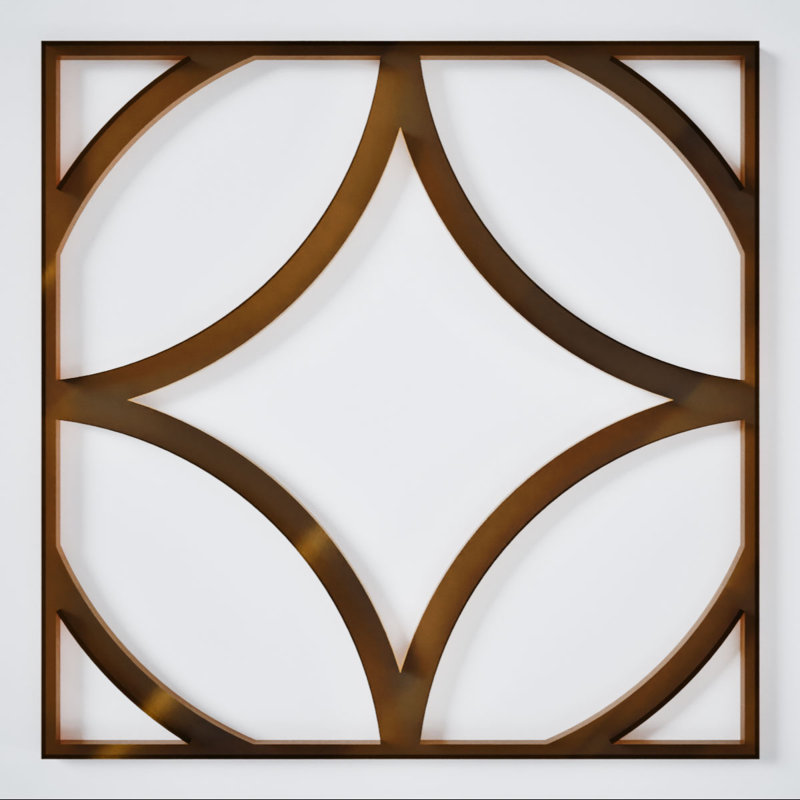 Crosby Decorative Fretwork Acrylic Wall Panels, Extra Small, 7 3/8"W x 7 3/8"H x 1/8"T, Bronze Mirror, Bronze
