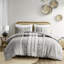 Couette pour lit double/queen - Chenille de coton grise avec accents et détails
