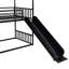 Lit superposé en métal avec lits simples noirs, glissade et escalier pour escalier «Delight» noir, ajoutant du charme à votre chambre à coucher-2143928514