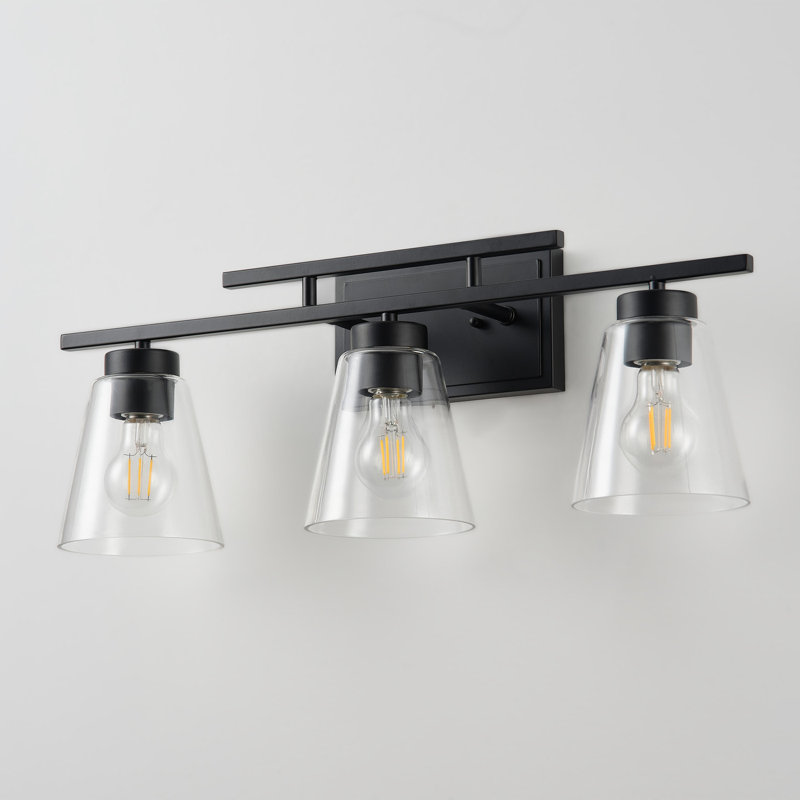 3-lamp matte black adjustable glass mirror front light