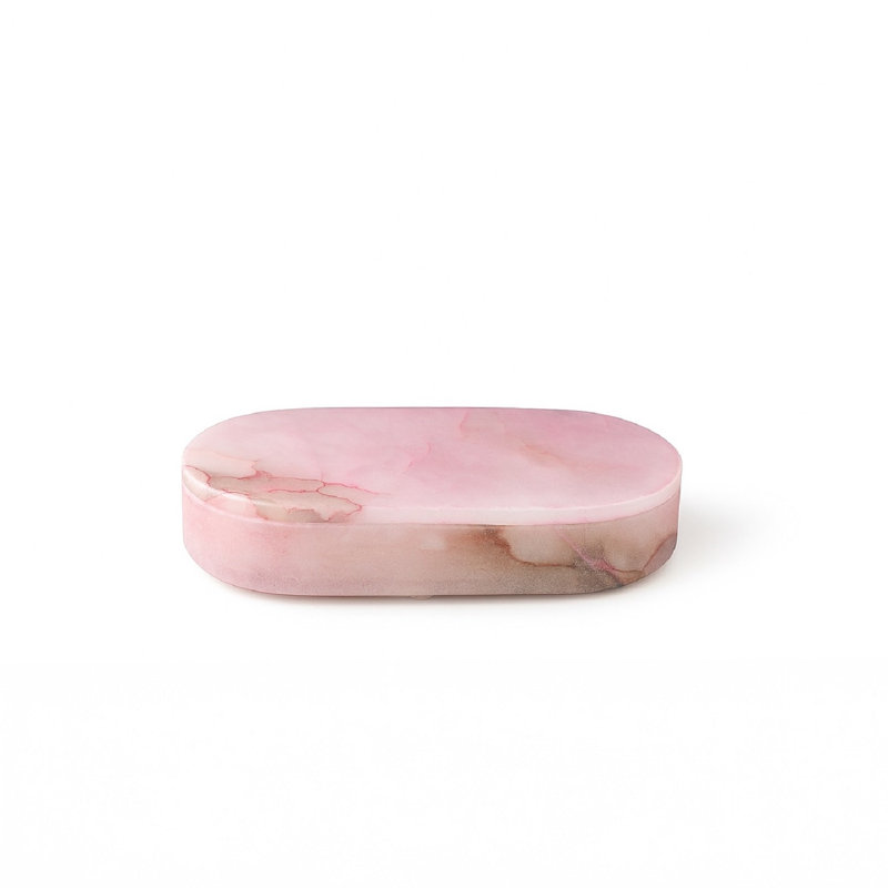 Boîte de présentation ovale rose albâtre, H 1,5 po x l 7 po x P 4 po