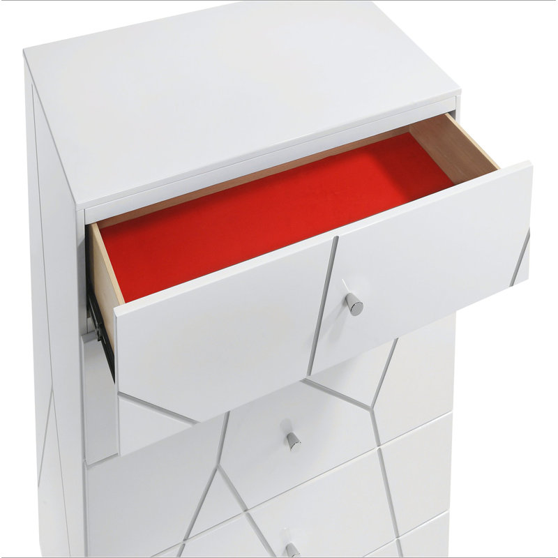 Commode Manhattan - Finition laquée avec motif géométrique et tiroirs spacieux pour un rangement moderne