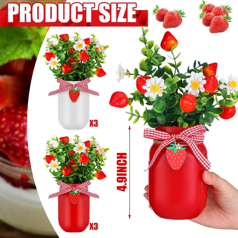 Ensemble de 6 centres de table en pot Strawberry Mason Winter