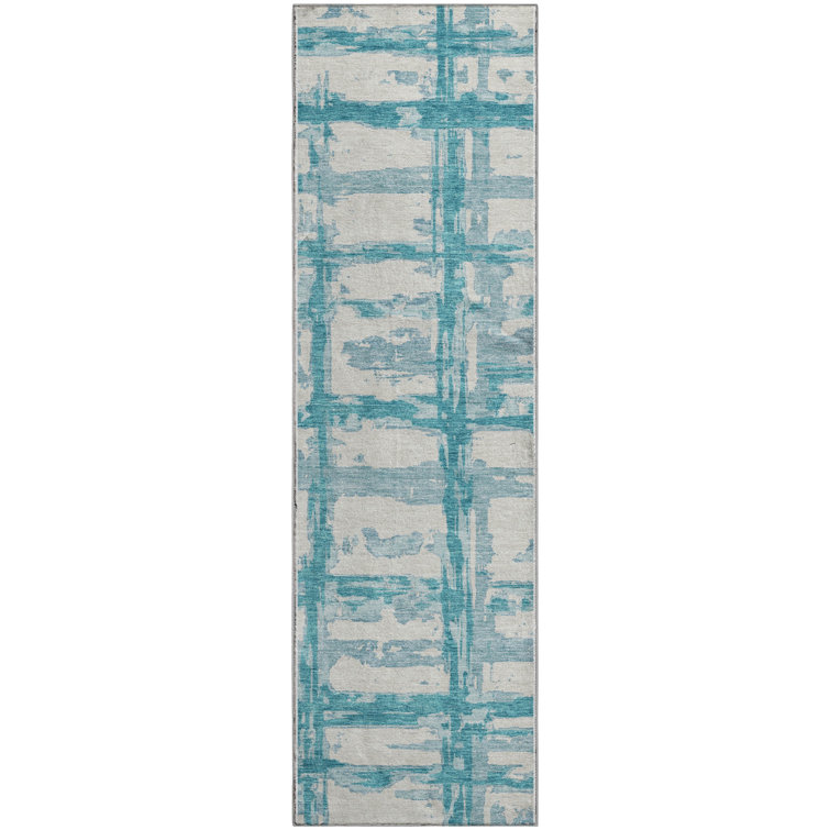 Premium Machine Washable Prisco Teal Rug