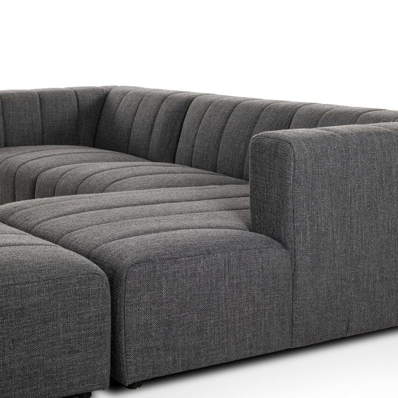 Grayson 110" Left Hand Facing Sectional with Ottoman, Right Hand Facing, Saxon Charcoal Polyester Blend