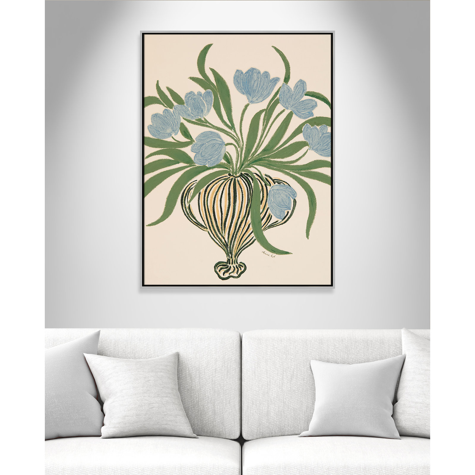 La Poire Blue Tulips Print by Camilla Bergqvist, Silver, 41.5" H x 31.5" W