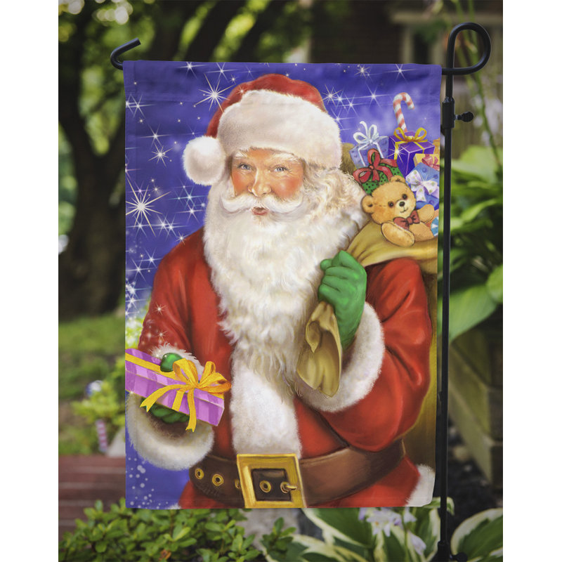 Drapeau de jardin à 2 côtés pour père noël ready to work, H 15 po x l 11 po