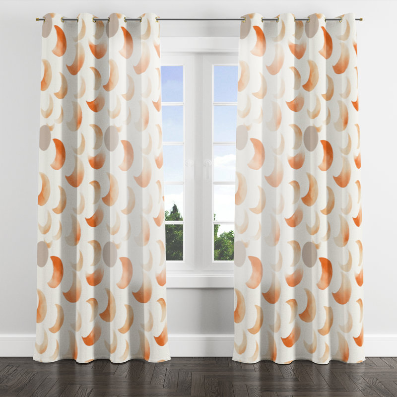 Rideaux en velours Modern - Rideau à œillets orange et terre cuite - 1 panneau, L 52 po x L 108 po, Gold Grommets
