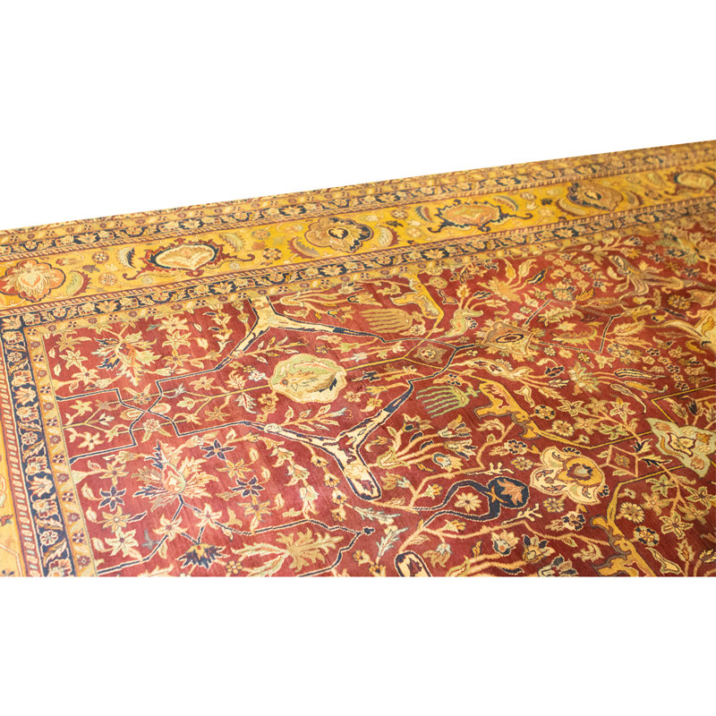 High-Quality Hand-Knotted Red And Gold Area Rug