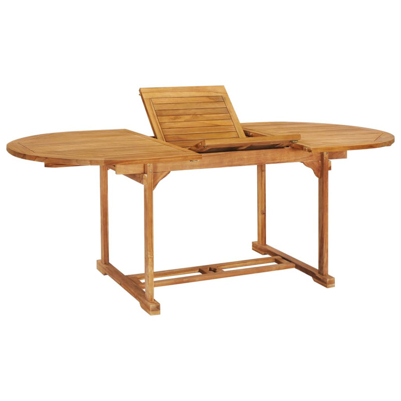 Quadrello 6 - Person Teak Wood Patio Dining Set with Extendable Oval Table