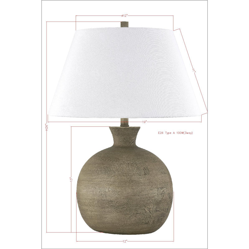 Lampe de table 26 po avec abat-jour en tissu Chayanna, brun