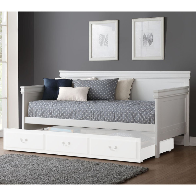 Lit de jour simple sans couchette Debellis, lit d'invité, lit plat, cadre de lit, Blanc