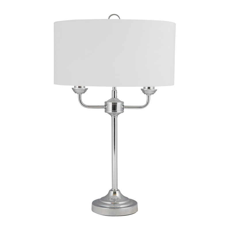Assante Metal Buffet Lamp, Grey, Polished Chrome