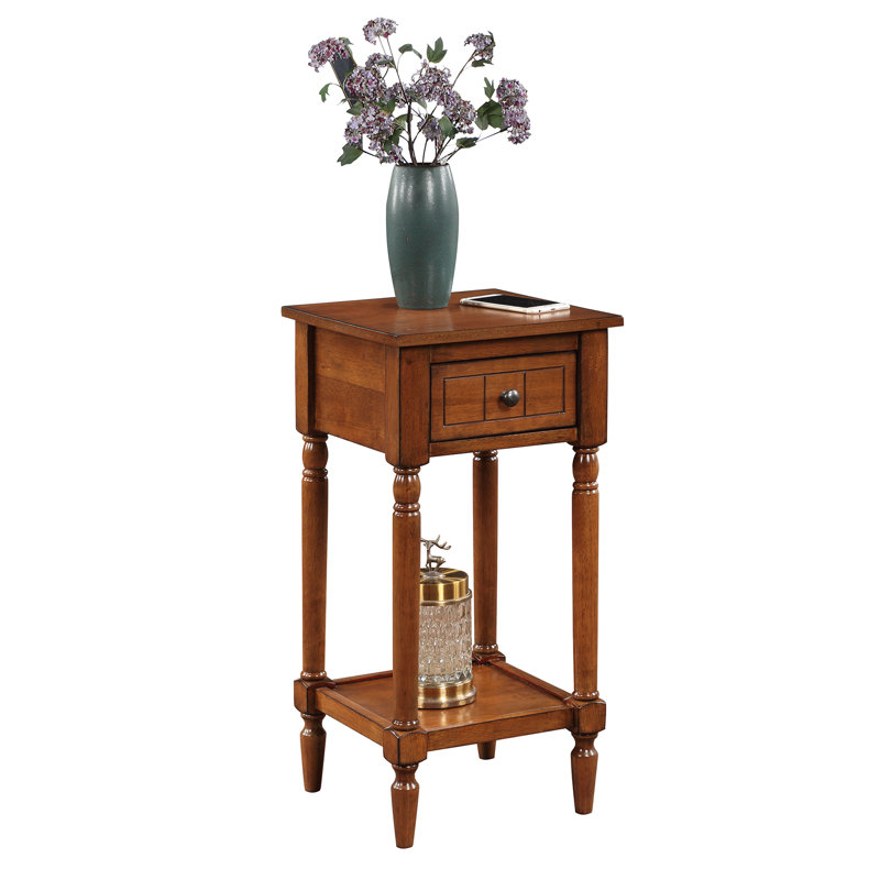 Mayall End Table With Drawer and Solid Wood Legs, Walnut