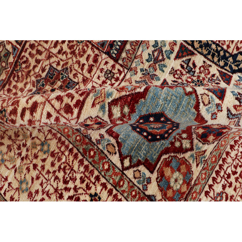 Tapis chameau / rouge tissé à la main de haute qualité