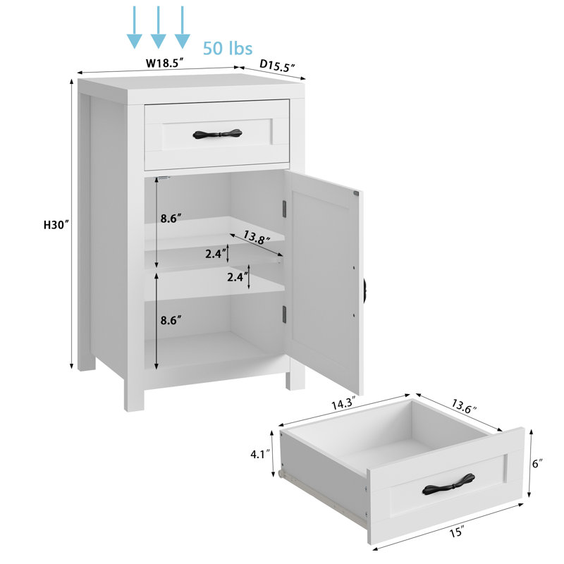 Ensemble de 2 tables de chevet avec tiroirs, Blanc