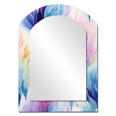 Colourful Watercolor Ikat Mirage - Large Arched Wall Mirror On Metal