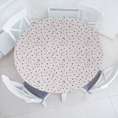 East Urban Home Coffee Fitted Round TableclotPlum and White 85759