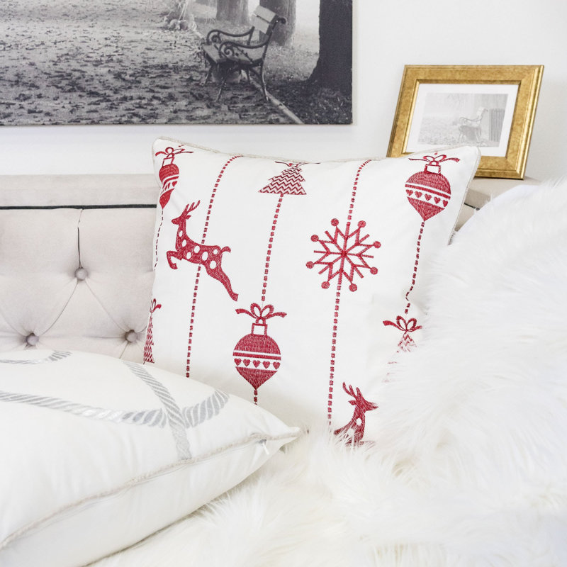 Emma 20x20" Holiday Embroidered Throw Pillow