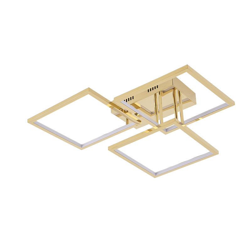 Dement Silver Cluster Square LED Flush Mount, Gold