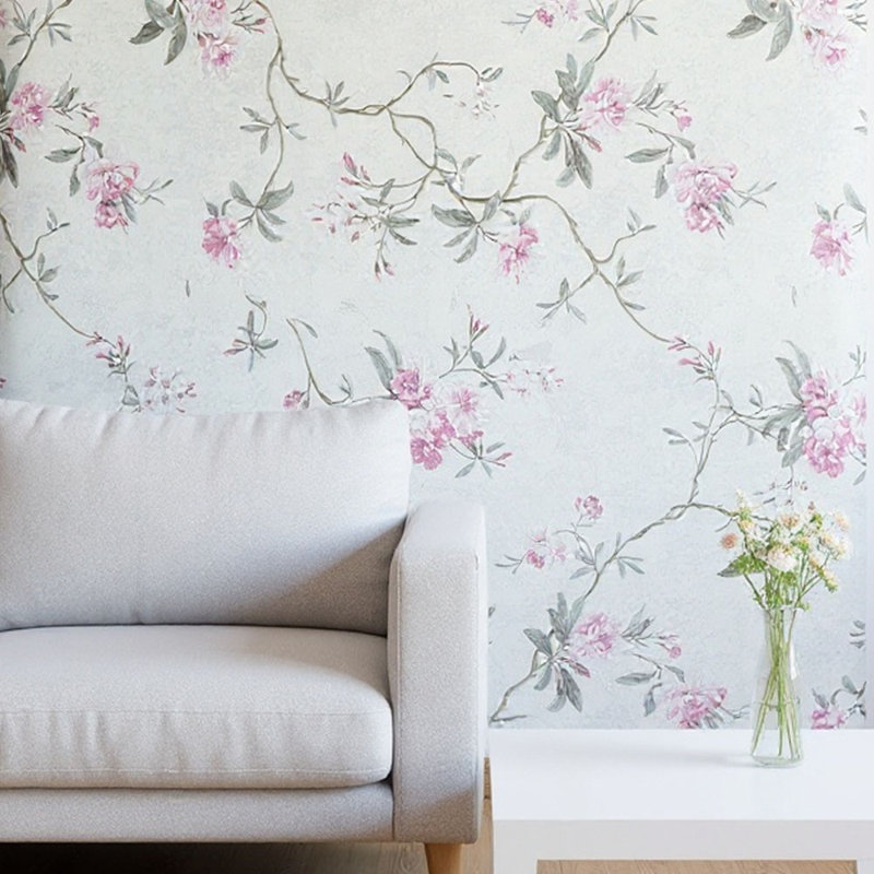 Non-Pasted Non-Woven 3D Embossed Wallpaper Roll, Beige/Pink
