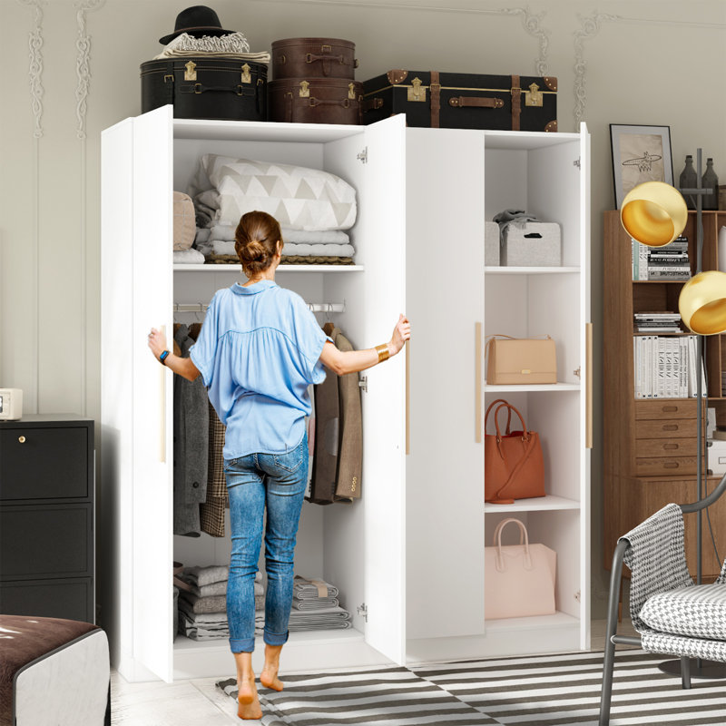 Armoire Brader, Blanc / doré