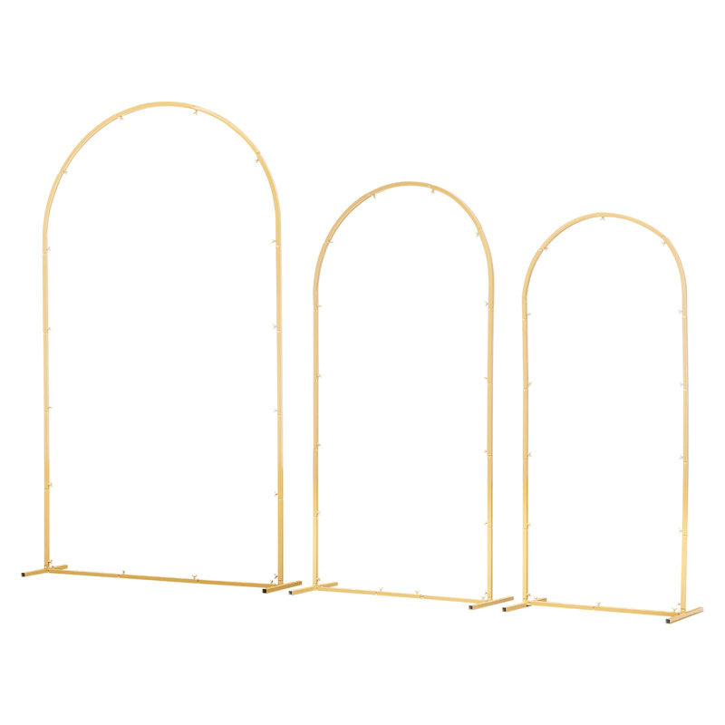 Support de fond arqué, ensemble de 3, 7,2 / 6,6 / 6 pi, structure stable, facile à assembler, support de fond arqué en métal doré pour le mariage, la fête d'anniversaire, la remise des diplômes, la célébration des fêtes et la décoration de la cérémonie