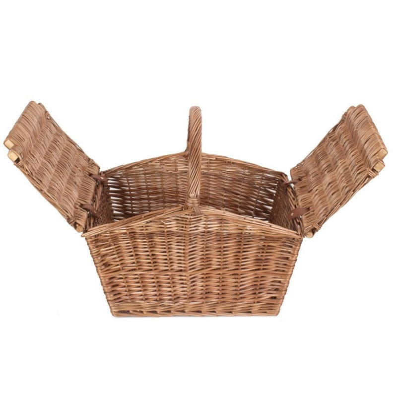 Elegant Picnic Basket, Natural, 32cm H x 50cm W x 35cm D