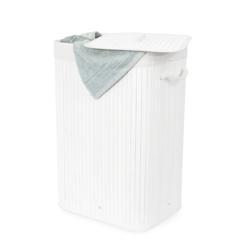 Bamboo Laundry Hamper, White