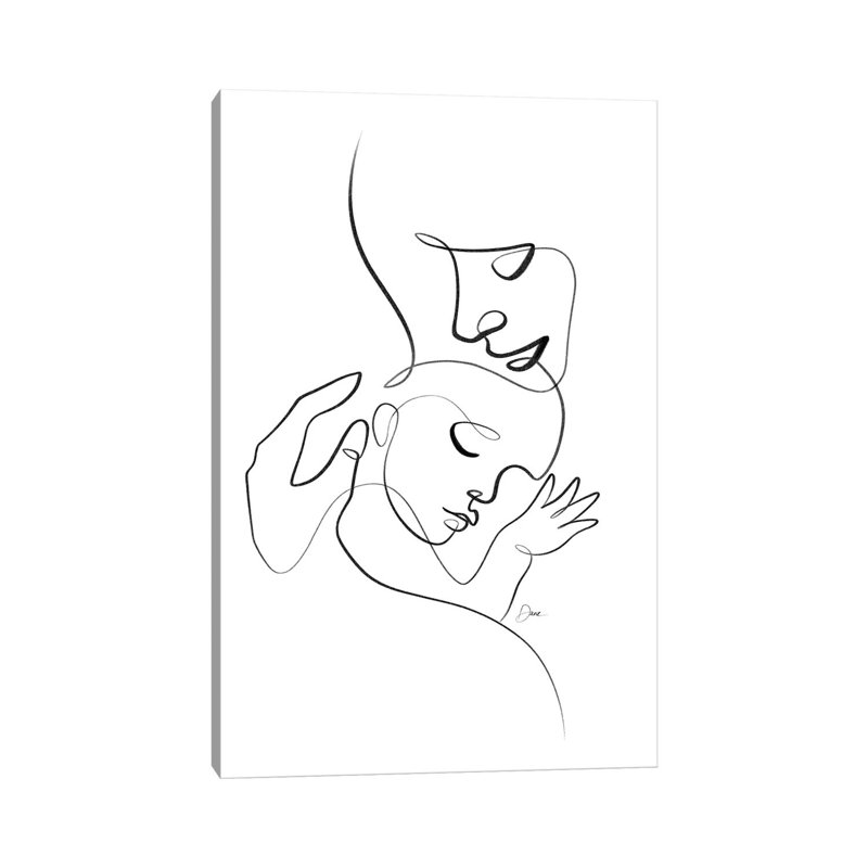 Newborn Nursery One Line Drawing by Dane Khy - Wrapped Canvas Print, 20.32 cm H x 30.48 cm W