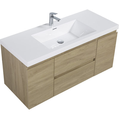 Meuble-lavabo flottant peu encombrant avec design fonctionnel et lavabo durable