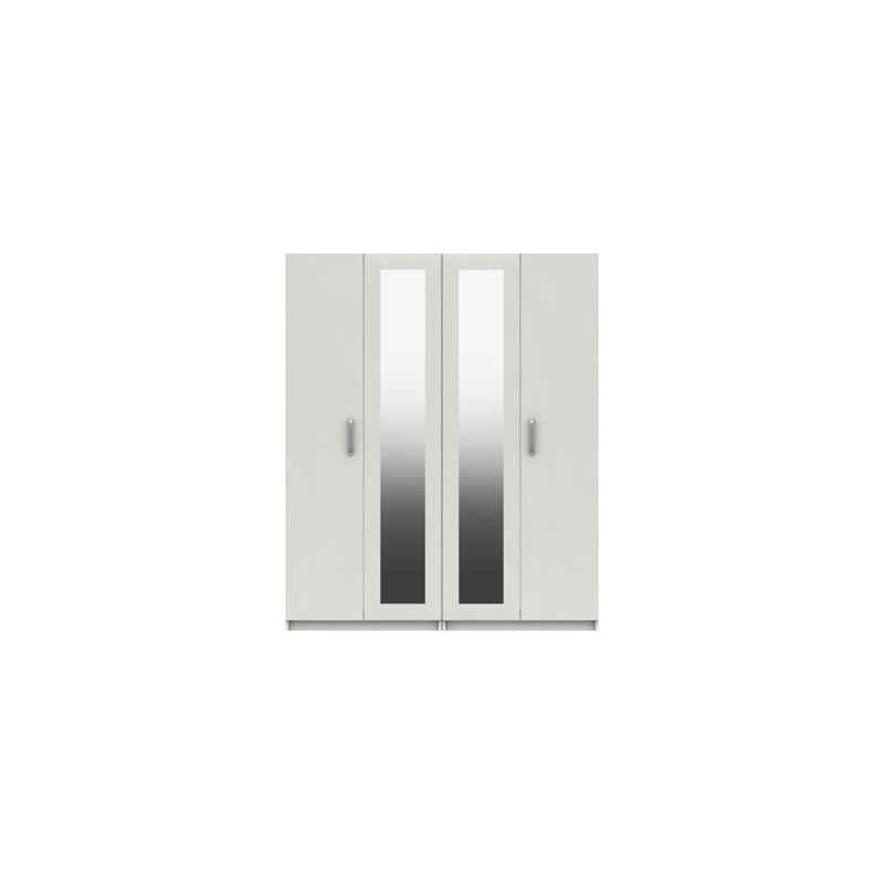 Narvaez 4 Door Manufactured Wood Wardrobe, White Gloss