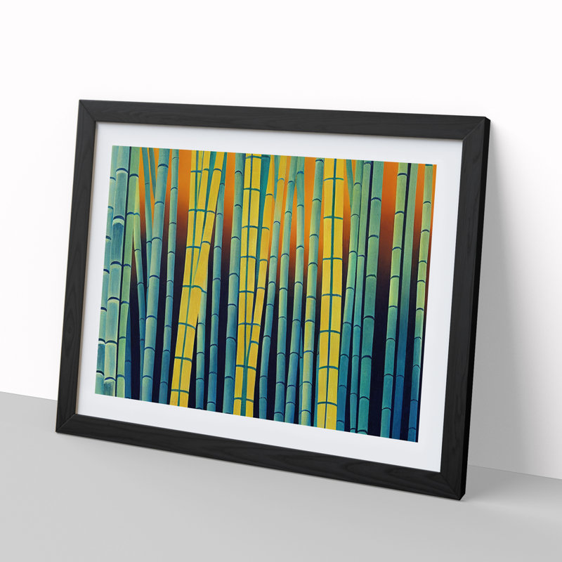 Artistic Abstract Bamboo Forest - Single Picture Frame Print, 46cm H x 64cm W x 2cm D, Black Framed