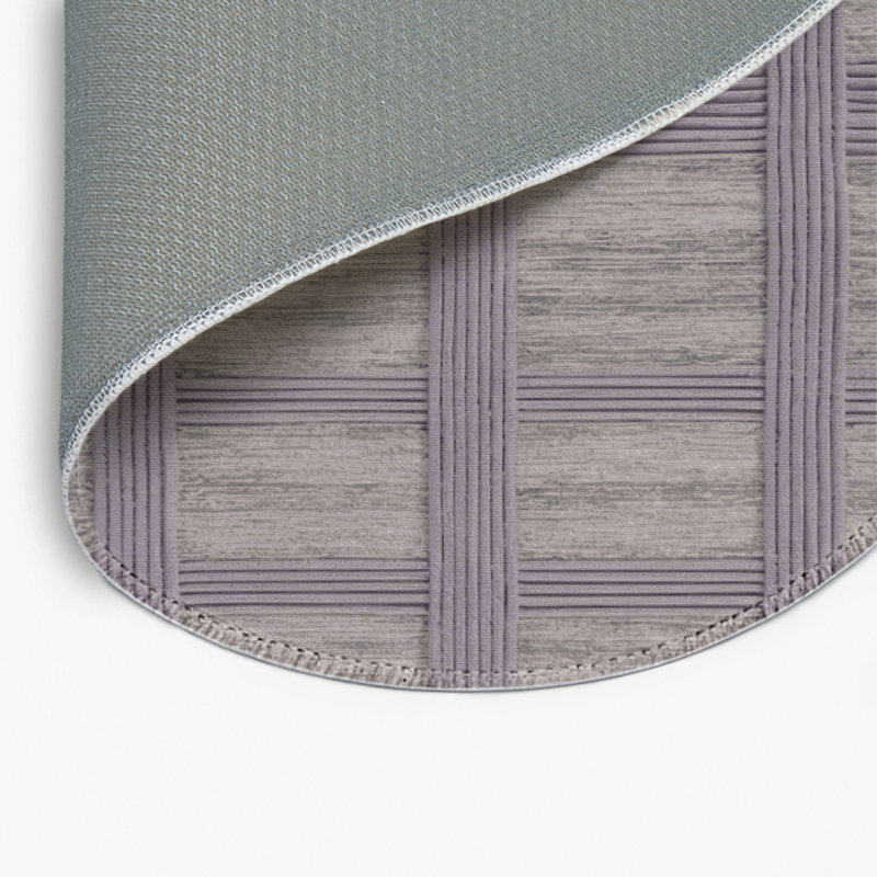 Tapis d'intérieur et d'extérieur à carreaux gris, Rond 5 pi