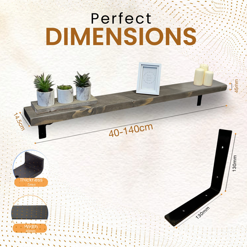 Ryesha Wood Radiator Shelf, 4.5cm H x 130cm W x 14.5cm D, Driftwood