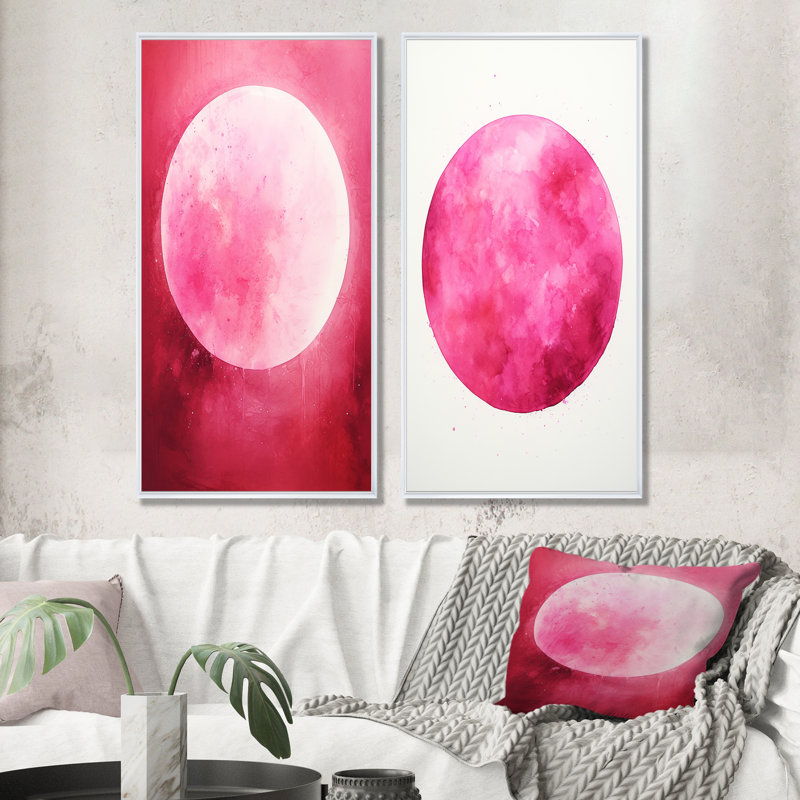 Magenta Mercury Solar System - Planets, ensemble de 2 reproductions d'art mural, Cadre blanc, H 40 po x l 41 po