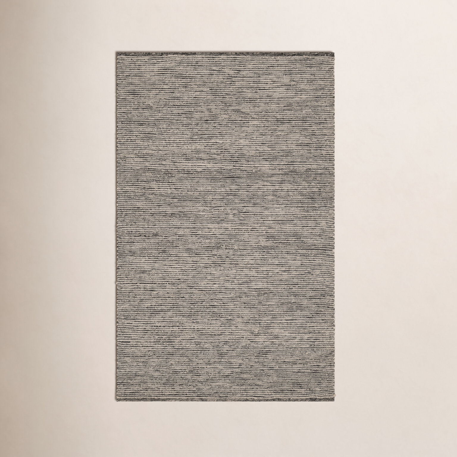 Mixed Stripe Black/Ivory Handwoven Rug, Rectangle 4' x 6'