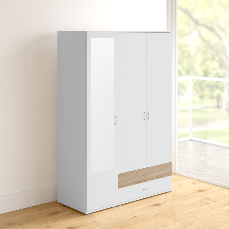 Noosa Hinged Door Wardrobe, Alpine white and Sonoma oak