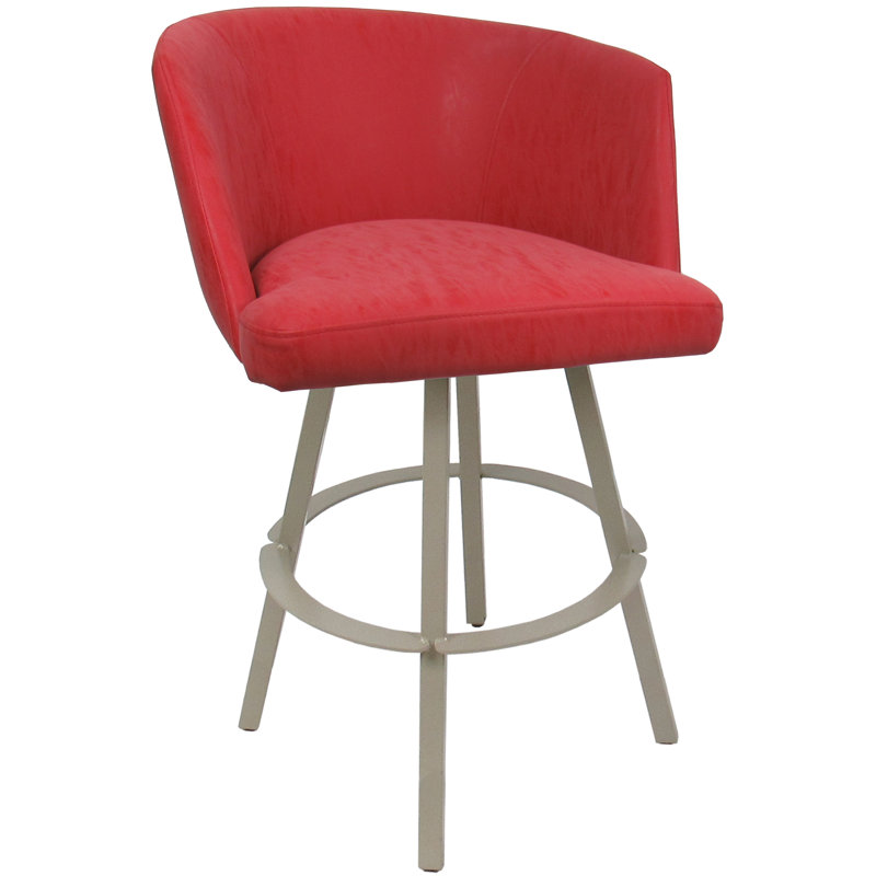 Tabouret de bar pivotant en métal Karimah, Beige, Mélange de polyester beige