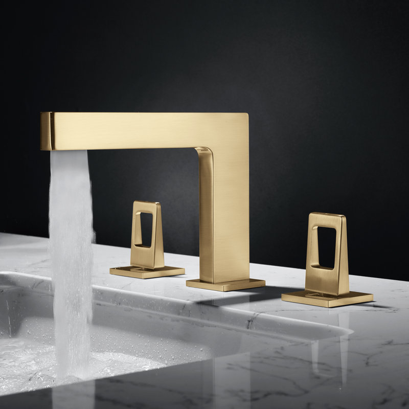 Widespread 2-handle Bathroom Faucet with Drain Assembly, Brushed Gold