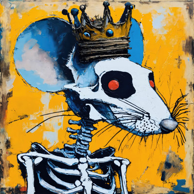 Souris 2-Hommage-Basquiat, estampe numérique sur toile tendue avec châssis