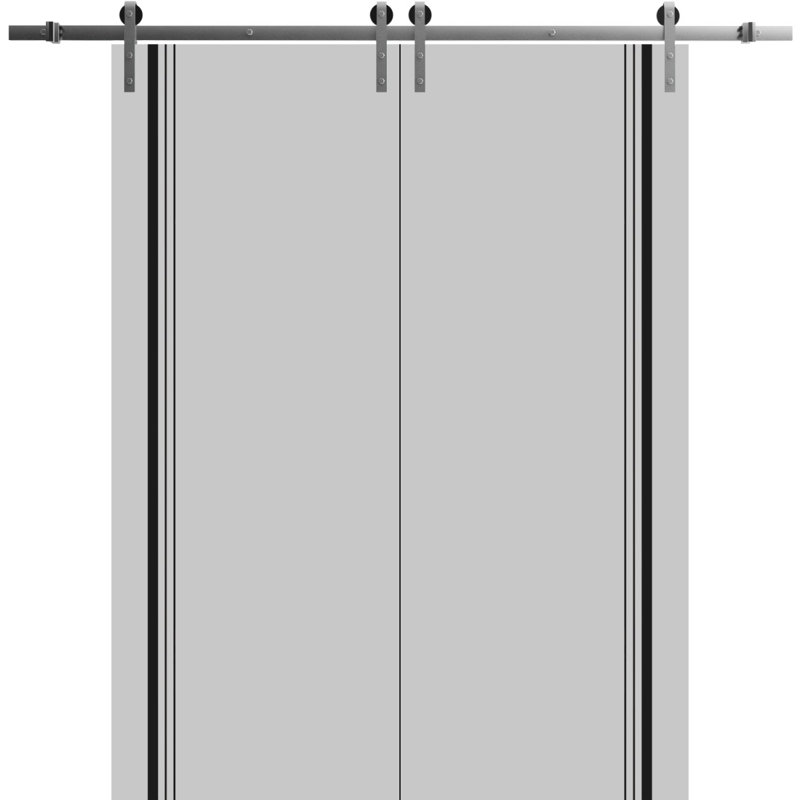 Solid Manufactured Wood Panelled Wood Finish French Doors, Grey Matte, 72" x 84"