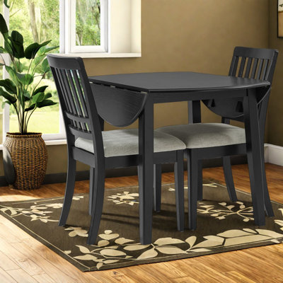 Space-saving Dining Table Sets, Black Wood Extendable For Small Kitchens