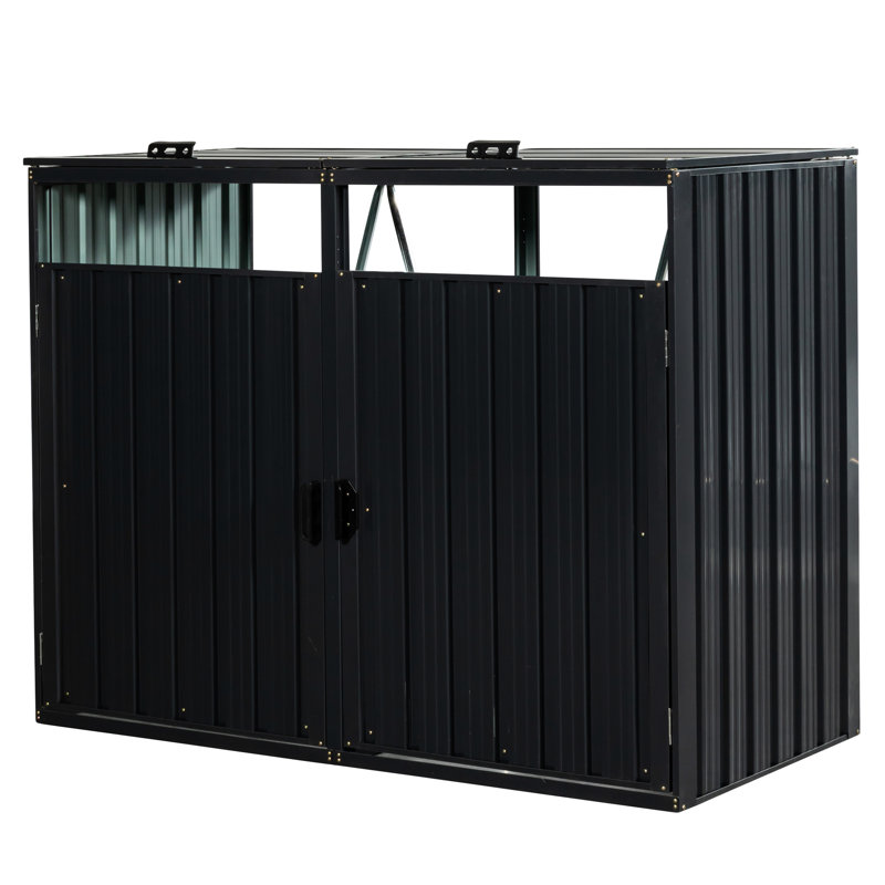 Abri extérieur pour poubelle - Métal gris anthracite, largeur 32,26 po, remise en métal pour la cour de jardin, hauteur 47,29 po, acier galvanisé, ventilé, verrouillable