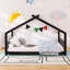 Lit maison, lit double, pin, toit de maison de jeu pour une expérience de sommeil agréable, matériau en bois de pin, toit, crée un endroit relaxant