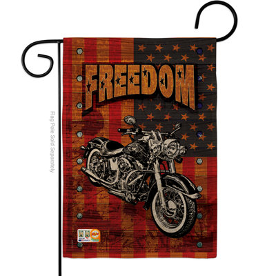 Drapeau de jardin à double face à impressions patriotique 18,5 po x po breeze décoration g161001-db americana motocyclette en toile jute