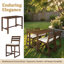 Ensemble de meubles de patio 5 pièces résistant aux intempéries - Conception en bois massif pour les repas en plein air-2053780965