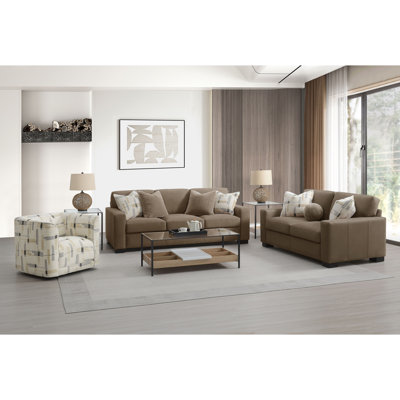 Ensemble de salon en suède / tissu 3 pièces (1 chaise, 1 causeuse, 1 canapé)